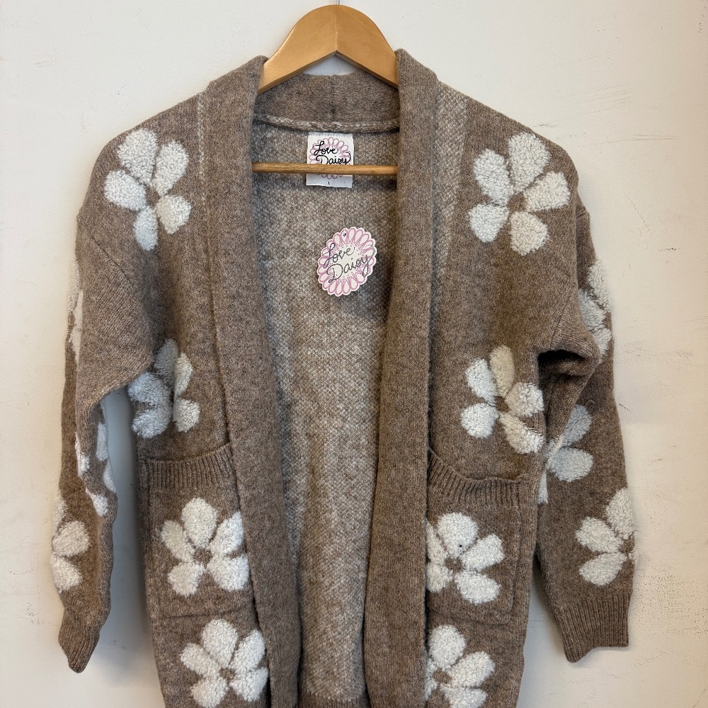 Daisy Brown Long Cardigan - Girls 8-14